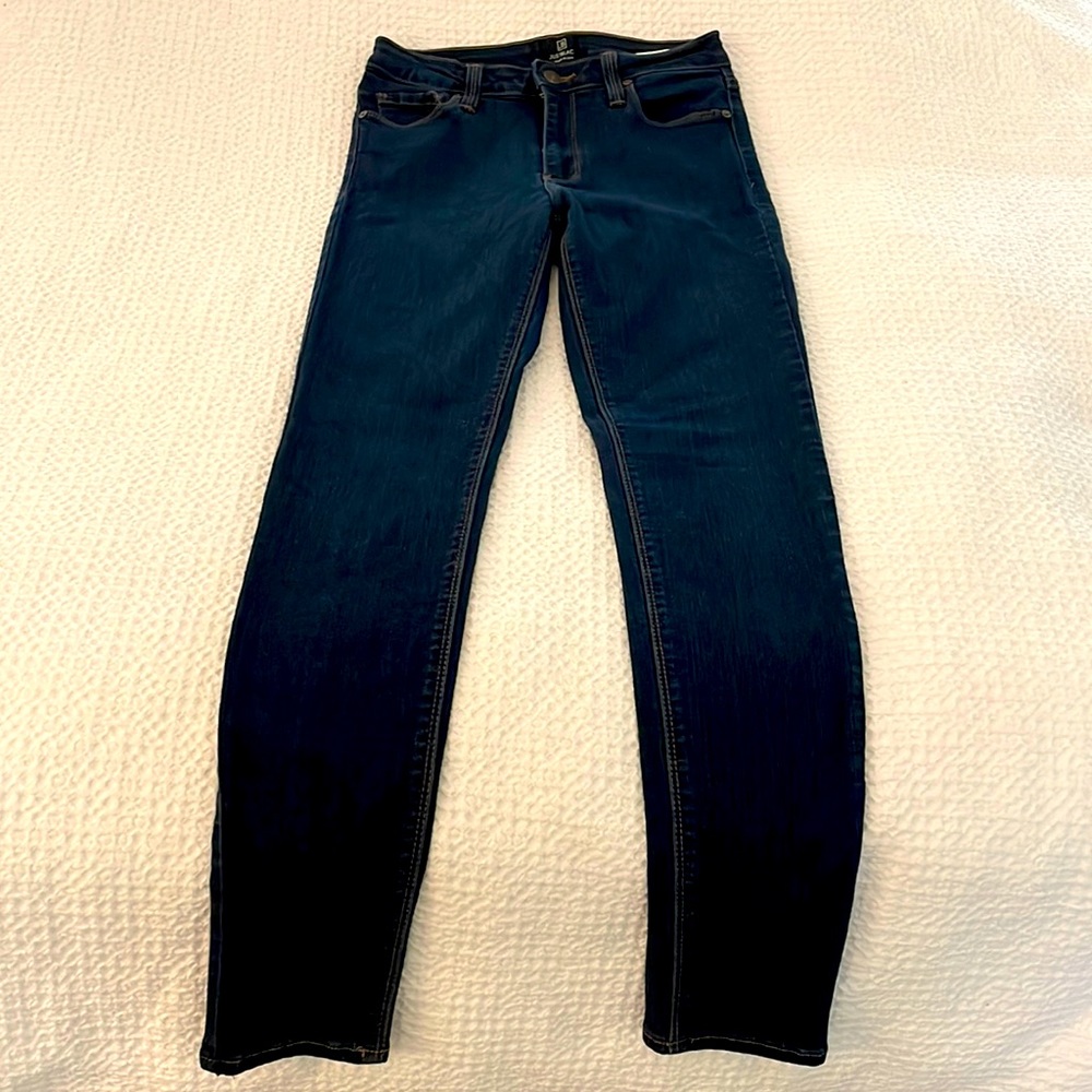 Just Black dark wash skinny jeans; size 28